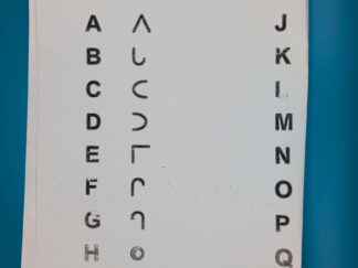 A sheet of label tape with letters and symbols printed.